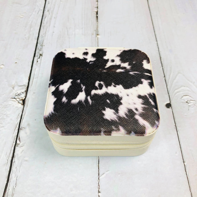 Cow Print Travel Jewelry Box