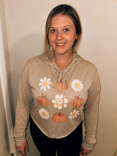 Load image into Gallery viewer, Daisy Pumpkin Cropped Hoodie
